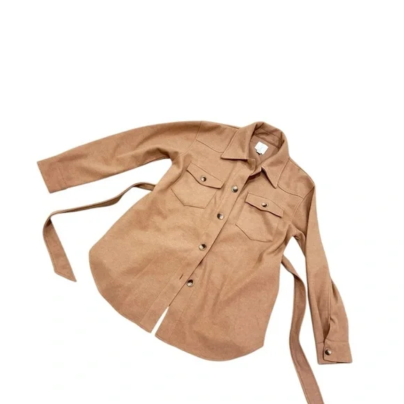 Joie Camel Belted Blazer shacket shirt jacket size medium - Picture 2 of 10